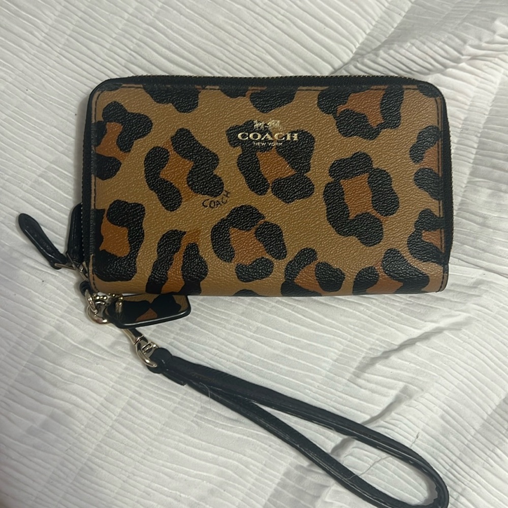 Coach leopard wristlet